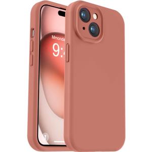 Vooii Compatible with iPhone 15 Case, Upgrade Defender Liquid Silicone, [Enhanced Camera Protection] [Soft Anti-Scratch Microfiber Lining] Shockproof Phone Case for iPhone 15 6.1 inch - Caramel