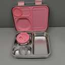 Stainless Steel Bento Lunch Box-7+ Older KidsTeens Adult with Insulated Food Jar,Leakproof 3-Compartment,BPA-Free, Eco-Friendly,Dishwasher Safe, Large-Capacity Box, School,Office,Travel Pink