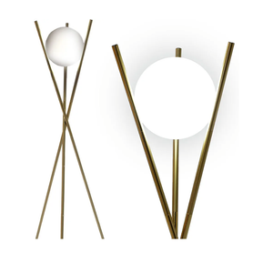 Solstice Modern Frosted Glass Globe Floor Lamp (165cm) Contemporary LED Dimmable Lighting for Bedroom, Living Room, Hotel & Home Office (Gold)