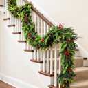 6Ft Christmas Garland, Artificial Cedar Cypress Garland with Red Berry, Bendable Faux Pine Realistic Greenery Garland for Table, Stairs, Porch, Mantle, Fireplace Indoor Outdoor Decorations(Cedar, 6ft)
