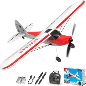 VOLANTEXRC RC Plane Trainer Sport Cub 4CH Remote Control Airplane with Prop Saver, 6-Axis Gyro Stabilizer & 3 Modes to Fly, Radio Controlled Aircraft RTF for Beginners, Kids and Adults (500mm,Red)