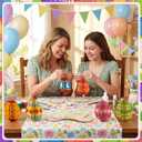 Wenqik 40 Pcs DIY 3D Easter Eggs Wood Crafts to Paint, Unfinished Wooden Cutouts Ornaments with 12 Colors Paint 2 Brushes 1 Palette, Classroom Activity Hanging Decoration Basket Stuffers, 12 Sets