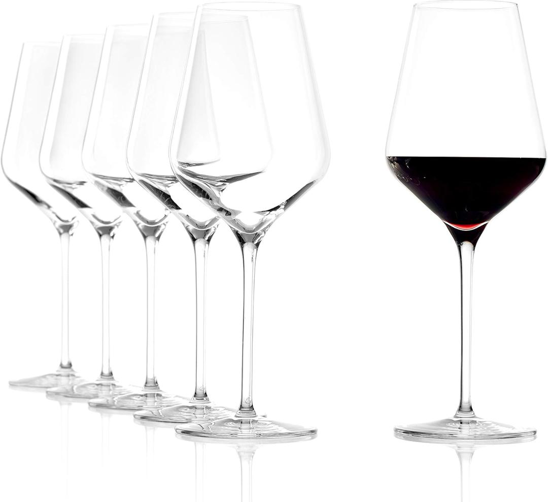 Stlzle Lausitz Red Wine Glasses Quatrophil Set of 6, 19 1/4 oz  Wine Glasses Ideal for Red Wine  Elegant Crystal Glass Goblet for Maximum Aroma  Dishwasher & Shock Resistant