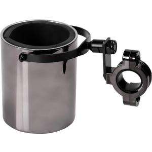Motorcycle Cup Holder ABS Chromed Handlebar Mount Cup Drink Water Bottle Holder for Motorcycle Bike (Chrome Black)