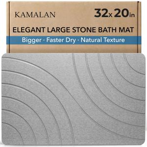 32x20 Large Stone Bath Mat for Floor, Diatomaceous Earth Shower Mat, Non-Slip Quick Drying, Super Absorbent Diatomite Stone Bath Mat Elegant Modern Design, Grey (CloudGrey)