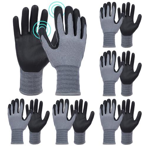 Vesici 6Pairs Winter Work Touchscreen Gloves for Men Women Thermal Insulated Freezer Waterproof Gloves for Cold Snow Weather(L,Grey)