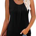 onlypuff Womens Tank Tops Sleeveless Pleated Crew Neck Shirts Dressy Casual Work Cami Blouse (XXL)