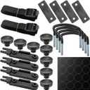 4PCS Roof Box U-Bolt Clamps, Universal Car Roof Rack Mounting Brackets with 8 Lock Nuts & 2 Straps, Car Rooftop Cargo Carrier Rack Bolts Mounting Fitting Kit