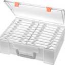 Photo Storage Box 4x6, 18 Inner Extra Large Organizer Acid-Free Photo Keeper Storage Case, Plastic Craft Storage Box for Stickers Stamps Seeds (Clear, 18 Boxes)