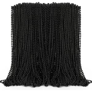 2 x EOBOH Black Beads Necklace, 100PCS Halloween Black Necklaces Stuff Accessories, 33" Mardi Gras Beads Costume, Festival Parade Throw for Halloween Wedding Party Events Supplies Decorations