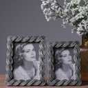 HAUCOZE Picture Frame Photo Frame Home Sculpture Table Centerpiece Polyresin Silver 5x7 inch