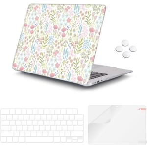 iLeadon Compatible for MacBook Air 13.6 Case 2025 2024-2022 Release M3 M2 Model A3240 A3113 A2681, Plastic Hard Protective MacBook air 13.6 inch M4 Case (Floral Pink)