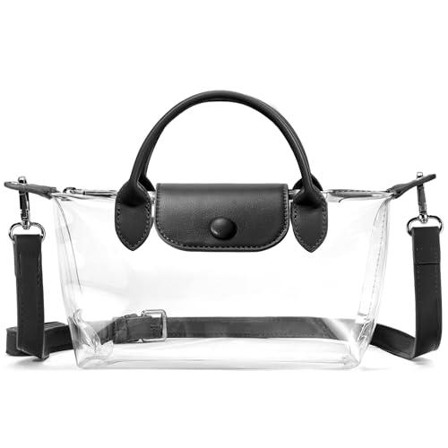 BOSTANTEN Clear Bag for Stadium Approved Small Crossbody Purse Handbags for Concerts Sports Events Black
