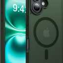 Magnetic for iPhone 16 Case, [Compatible with MagSafe][Military-Grade Drop Protection][Anti-Yellowing] Shockproof Protective Translucent Matte Cover for iPhone 16 Phone Case,Forest Green