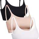 Mini Camisole Bra Wireless Padded Bra with Adjustable Straps for Women Girls (Black, White, Nude, Medium)