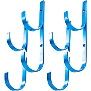 Swimming Pool Aluminum Pole Hanger Set, Blue, 2-Pack (4 Hooks), for Telescoping Poles, Leaf Rakes, Skimmers, Nets, Brushes, Vacuum Hoses (2pk)