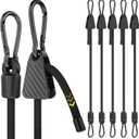 Rugtol Adjustable Bungee Cords with Hooks, 6 Pack Heavy Duty Outdoor Carabiner Bungee Cord, Black Super Elastic Bungee Straps Easily Adjust from 7" to 48", Great for Cargo, Camping, Bike Racks, Tents