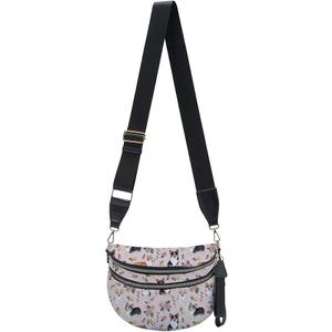 Deanfun Crossbody Bag for Women, Corgi Floral Print Water Resistant Belt Bag with Adjustable Strap for Workout Travelling Cycling