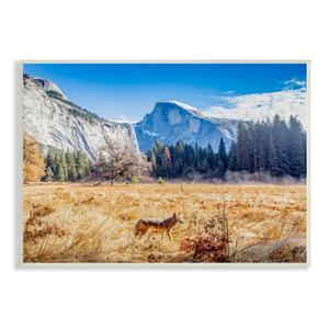 Stupell Industries Wolf Grazing Rural Grassland Clear Sky Mountains Photograph Unframed Art Print Wall Art, Design by Jeff PoE Photography, Size 36 x 48"