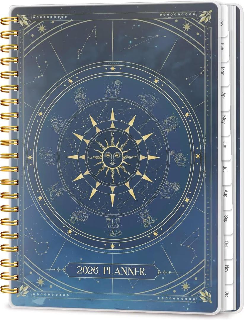 2026 Planner, Weekly and Monthly Planners with Tabs, A5 Spiral Bound Daily Calendar 2026 Planner, 12 Month Agenda Organizers from Jan. to Dec., Flexible Cover Appointment Book(Blue Tarrow)