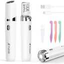 Facial Hair Remover for Women, 2-in-1 Epilator for Women with LED Light USB Rechargeable Portable Electric Epilators Painless Lady Shavers for Face, Lip, Chin, Leg, Arms, Bikini (White)