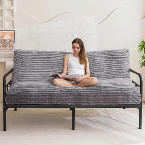 YOSHOOT 6 Inches Futon Mattress Full Size, Thick Futons Sofa Bed Couch, Floor Mattress for Adults, Shredded Foam Filling(Frame Not Included), Medium Firm (Grey)