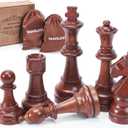 Vamslove Wooden Chess Pieces Large 4.5'' King Set of 32 Luxury Staunton Wood Chessmen for Chess Game Board (Chess Pieces Only), Velvet Storage Bags Included