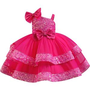 IBTOM CASTLE Girls Birthday Dress Sequin Tiered Tulle Tutu Party Flower Girl Wedding Toddler Pageant Formal Prom Gown, 5-6 Years