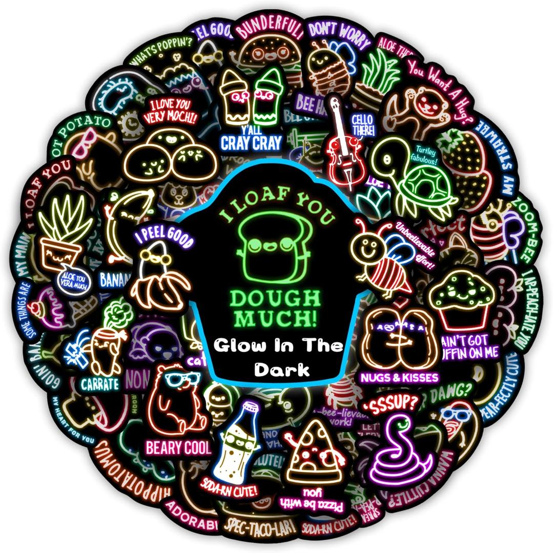 Punny Teacher Stickers for Students Glow in The Dark, Funny Motivational Reward Stickers for Kids, Cute Animal Positive Incentives Encouragement Decals Home School Classroom Supplies (51PCS)