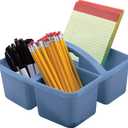 Teacher Created Resources Slate Blue Portable Plastic Storage Caddy 6-Pack for Classrooms, Kids Room, and Office Organization, 3 Compartments