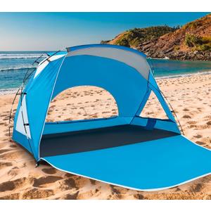 Beach Tent, Portable Sun Shelter for 2/3/4/6-8 Person with UPF 50+ UV Protection, Easy Setup Waterproof Beach Shade Canopy Cabana for Family Outdoor and Picnics, Fishing with Carrying Bag (Blue)
