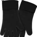 uxcell Silicone Oven Mitts, Heat Resistant Gloves Dutch Pot Holders, Kitchen Hand Protection, Non-Slip Grip Double Oven Gloves, with Hanging Loop, 1 Pair, Black