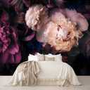 MFWFM Dark Floral Wallpaper Peony Flowers Wall Mural Wallpaper for Girls Bedroom (Not Peel n' Stick), Size: 141" x 96"