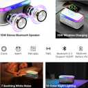 S300 Bluetooth Speaker, Wireless Speaker with 15W Wireless Charging, 13-Color Night Light, Alarm, White Noise, Radio, 10W Stereo, TWS, BT5.3, Portable Speaker for Home Office Bedroom, White