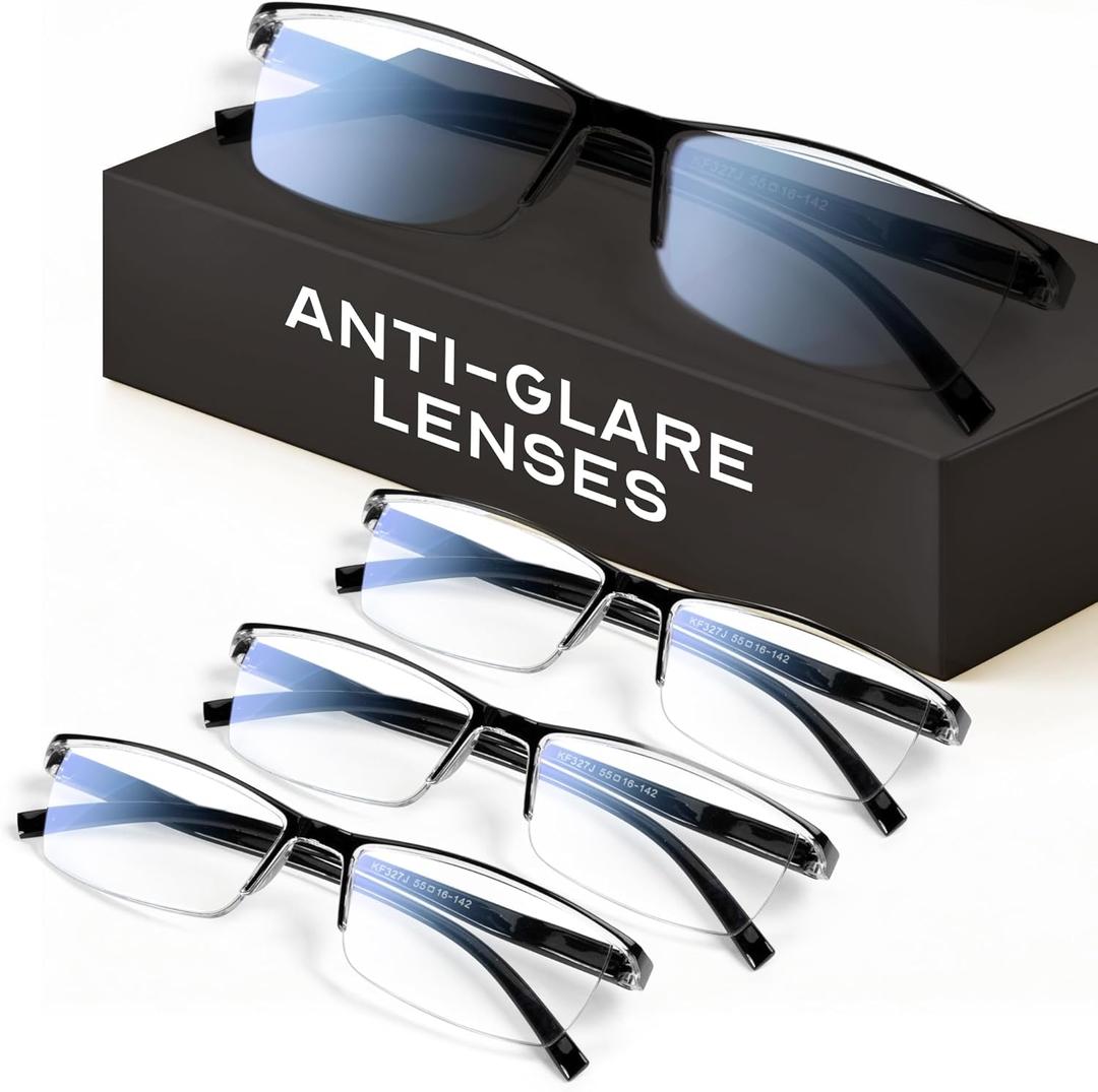Gaoye 4.0 Executive Style Reading Glasses Men - Durable Readers with Blue Light Filtering- Comfortable Fit with TR90 Frames (Pack of 4,Black)