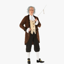 Morph Benjamin Franklin Costume With Wig Founding Fathers Costume Adult Colonial Outfit Men Ben Franklin Outfit Men, XL