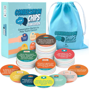 T MARIE Conversation Chips Team Building Game - Fun Ice Breaker for Work - Conversation Starters and Team Building Activity - 200 Prompts to Foster Team Bonding and to Get to Know Your Coworkers