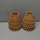 Afcabakila 6 Pcs Rattan Chandelier Shades, Rattan Lampshade with 5.5" Clip-On Fitter, Handwoven Natural Fiber Shade for Pendant & Table Lamps, 5.9" Diameter x 5.5" Height, Light Brown