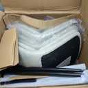 24 inch Counter Stool, Modern Bucket Barstool Set of 3, Barstools with Back and Footrest, Faux Leather Bar Stools for Kitchen Island Restaurants Light Beige Gray 