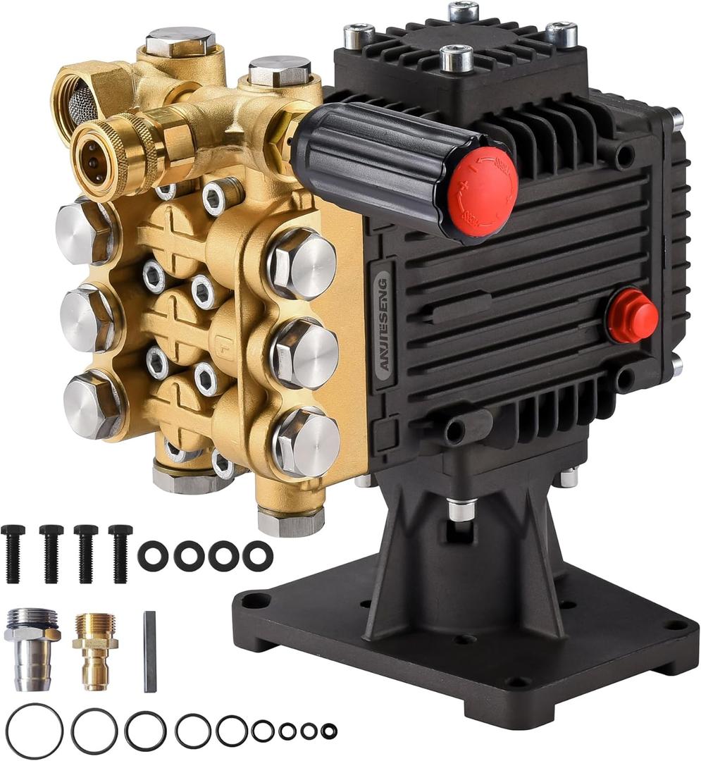 Pressure Washer Pump 4400 PSI Horizontal Pressure Washer Triplex Plunger, 1 inch Shaft, 4.0 GPM Direct Drive Power Washer Pump Replacement Compatible with Honda GX340 GX390 GX270