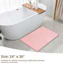 Polyester Bathroom Rug 24"x36" Pink, Non-Slip Soft Shaggy Bath Mat
