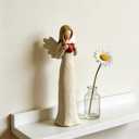 Angel Figurine Holding Heart – Sympathy Memorial Gift & Gift for Mom, Daughter, Sister, Inspirational Angel Statue, Birthday, Remembrance Bereavement Gift Home Decor 7.5 Inch