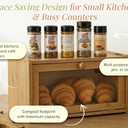 Chirons Pantry Bread Box with Clear View Window, Premium Bamboo Bread Storage for Kitchen Countertop, Farmhouse Organizer with Lid for Brioche, GlutenFree Loaves and Everyday Baked Goods