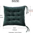 Set of 4 Chair Cushions for Dining Chairs with Ties, Indoor Non-Slip Kitchen Chair Pad and Dining Room Seat Cushion Mat for Office Living Room Outdoor 15.5" - Dark Green