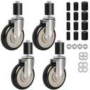 5 inch Swivel Caster Wheels Set of 4, Adjustable Expanding Stem Casters Fit for 7/8",1-1/4",1-1/2"and 1-5/8" Tube Legs for Stainless Steel Table, Furniture, Cart, Tool Cabinet