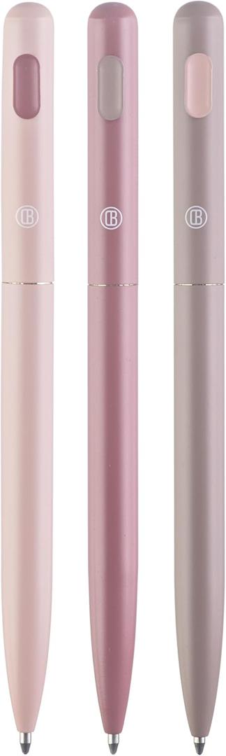 4 x DIVERSEBEE Black Ink Ballpoint Pens, 3 Pack Retractable No Bleed Bible Pens, Cute Aesthetic Pastel Pens for Teachers, Bible Study Journaling Supplies, School Office Gifts Accessories, 1.0mm (Blush)