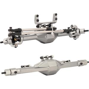 CNC Metal Front and Rear Straight Complete Axle for 1/10 Axial SCX10 II 90046 90047 RC Crawler Car New Upgrade Parts (Silver)