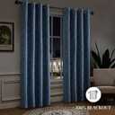Blue and White 100% Blackout Geometric Jacquard Curtains - Thermal Insulated Noise Reducing Drapes for Bedroom and Living Room, 52" x 96"