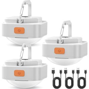 Rechargeable Camping Lights FLY2SKY 3Pcs White Tent Lights Mini Flashlight Portable LED Camping Lantern Survival Gear Camping Accessories for Hiking Backpacking Fishing Hurricane Emergency Outage