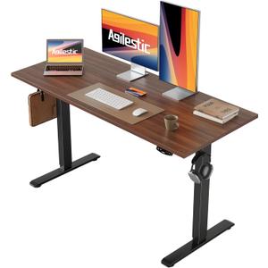 Agilestic Electric Standing Desk, 48 x 24 Inches Height Adjustable Desk, Sit Stand up Desk for Work Office Home, Ergonomic Rising Computer Table with Memory Preset, Dark Walnut